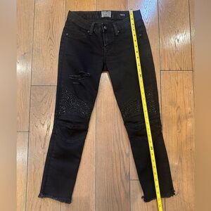 Express Black Skinny Jeans with Studded Knee Panels